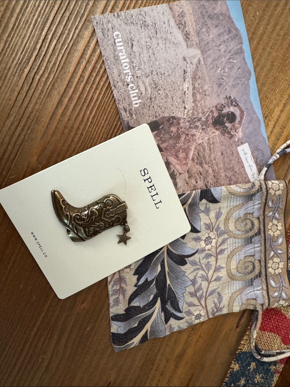 SPELL Bronze Western Boot Pin with Star Charm Curator Gift